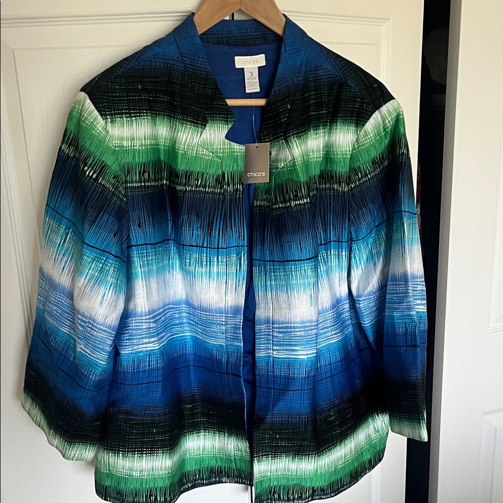 Chico's Striking Blue and Green Blazer
